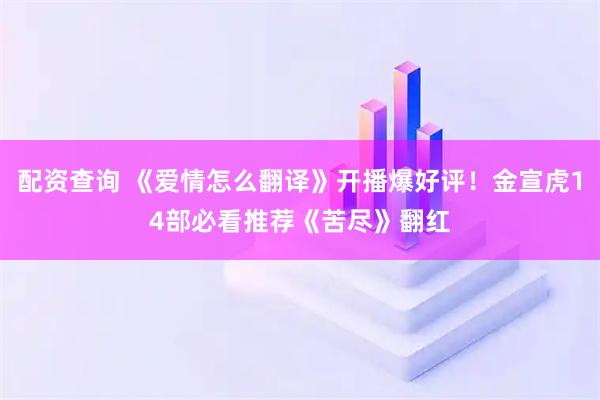 配资查询 《爱情怎么翻译》开播爆好评！金宣虎14部必看推荐《苦尽》翻红